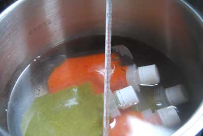 ７５℃で熱湯消毒をしました。