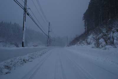 帰りの雪道です。