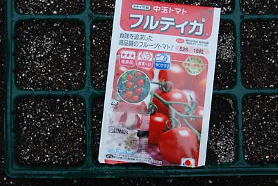 遅ればせながらトマトの「フルティア」の種まきをしました。