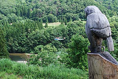 今日は大源太の湖畔で、ヘリコプターの防災訓練がありました。