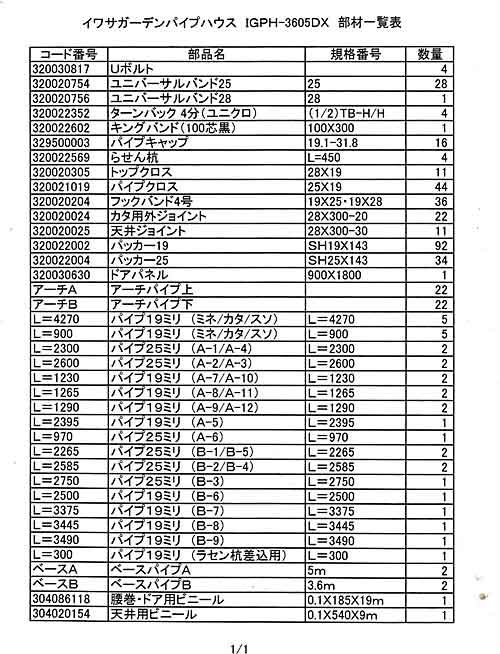 部材一覧表