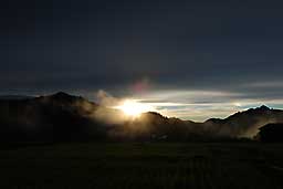 突然の夕日