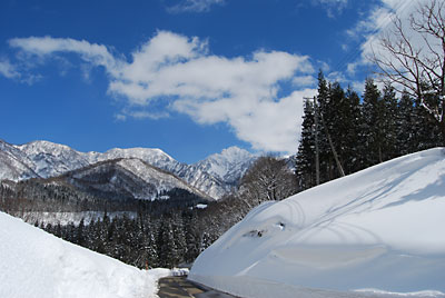 農園のそばの道路から見える大源太山です。