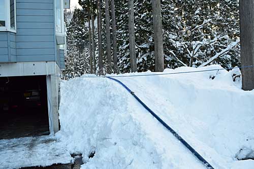 水中ポンプで除雪する段取りをしました。