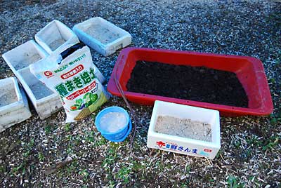 畑に移植するまで、３年もかかるので肥料は３層仕立てにしました。